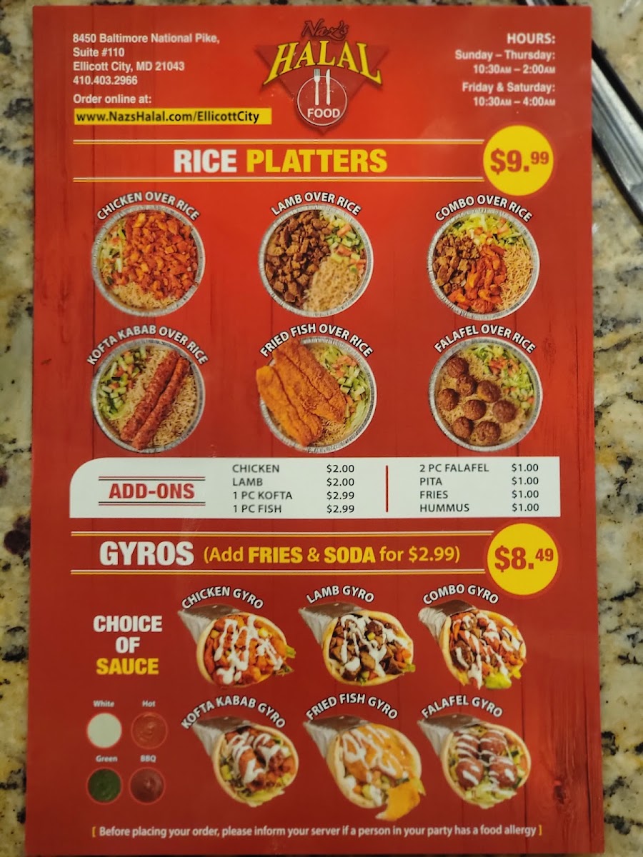 Menu Naz's Halal Food - Ellicott City-9